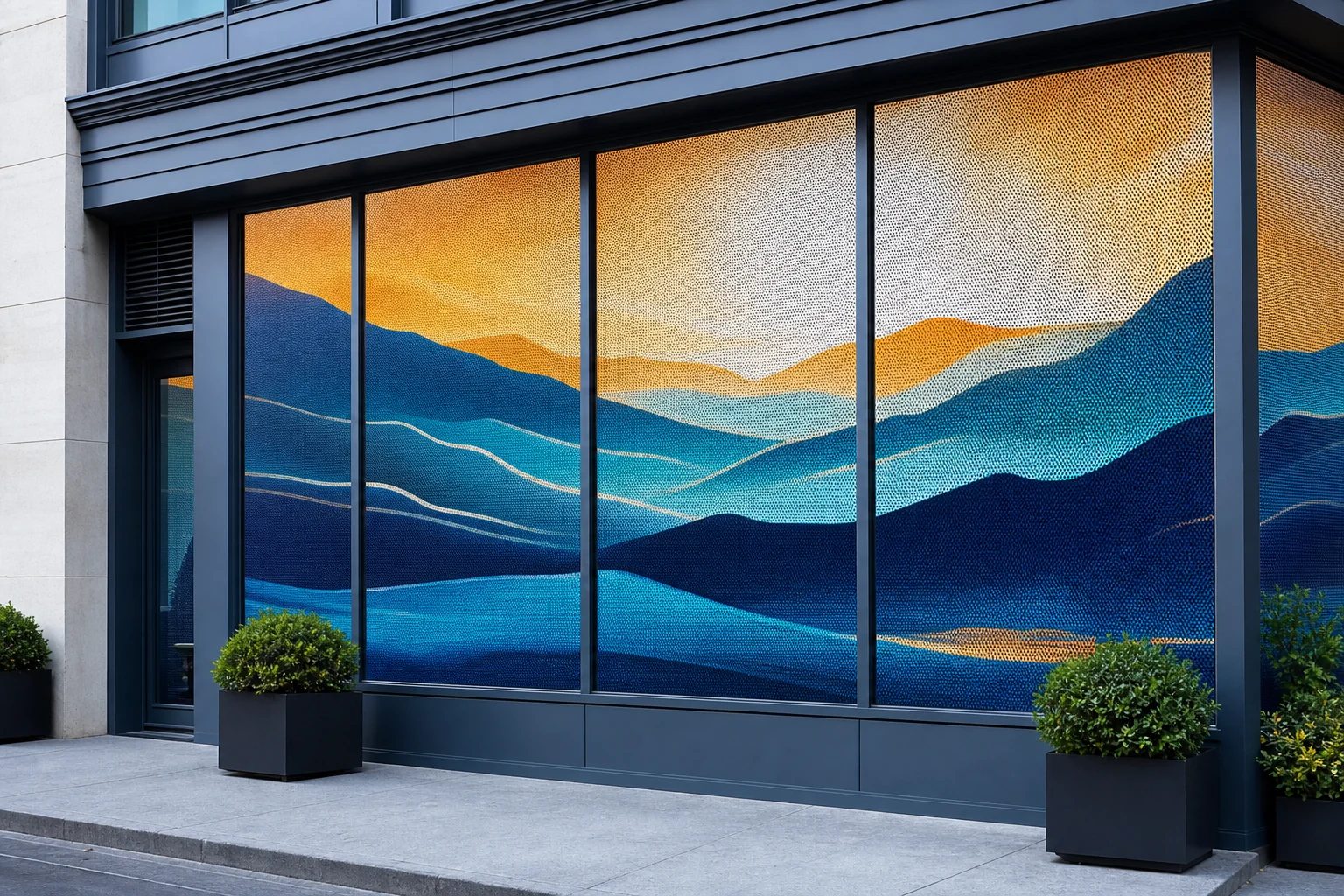 Finished Perforated Window Vinyl installation example
